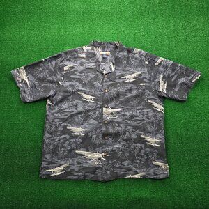 Havana Jacks Cafe Hawaiian Shirt Mens 2XL Button‎ Up Short Sleeve 100% Silk